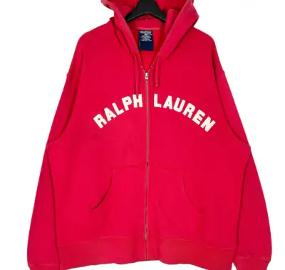 RALPH LAUREN RED BAVLNĚNÁ STYLOVÁ MIKINA S KAPUCÍ XXL