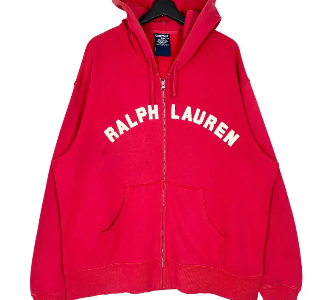 RALPH LAUREN RED BAVLNĚNÁ STYLOVÁ MIKINA S KAPUCÍ XXL