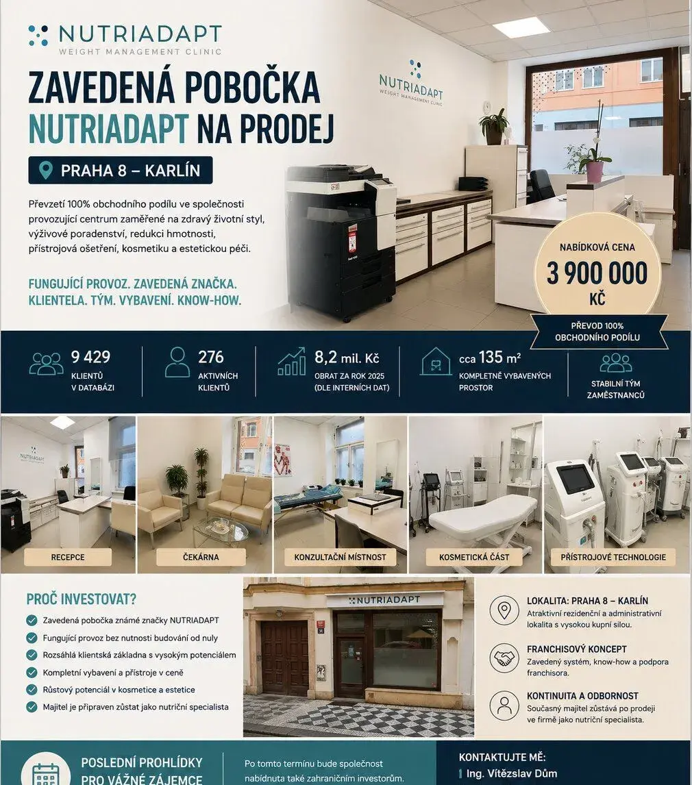 NUTRIADAPT PRAHA – ZAVEDENÁ POBOČKA NA PRODEJ