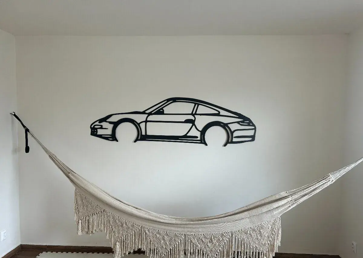 dreveny obraz, drevena dekorace Porsche
