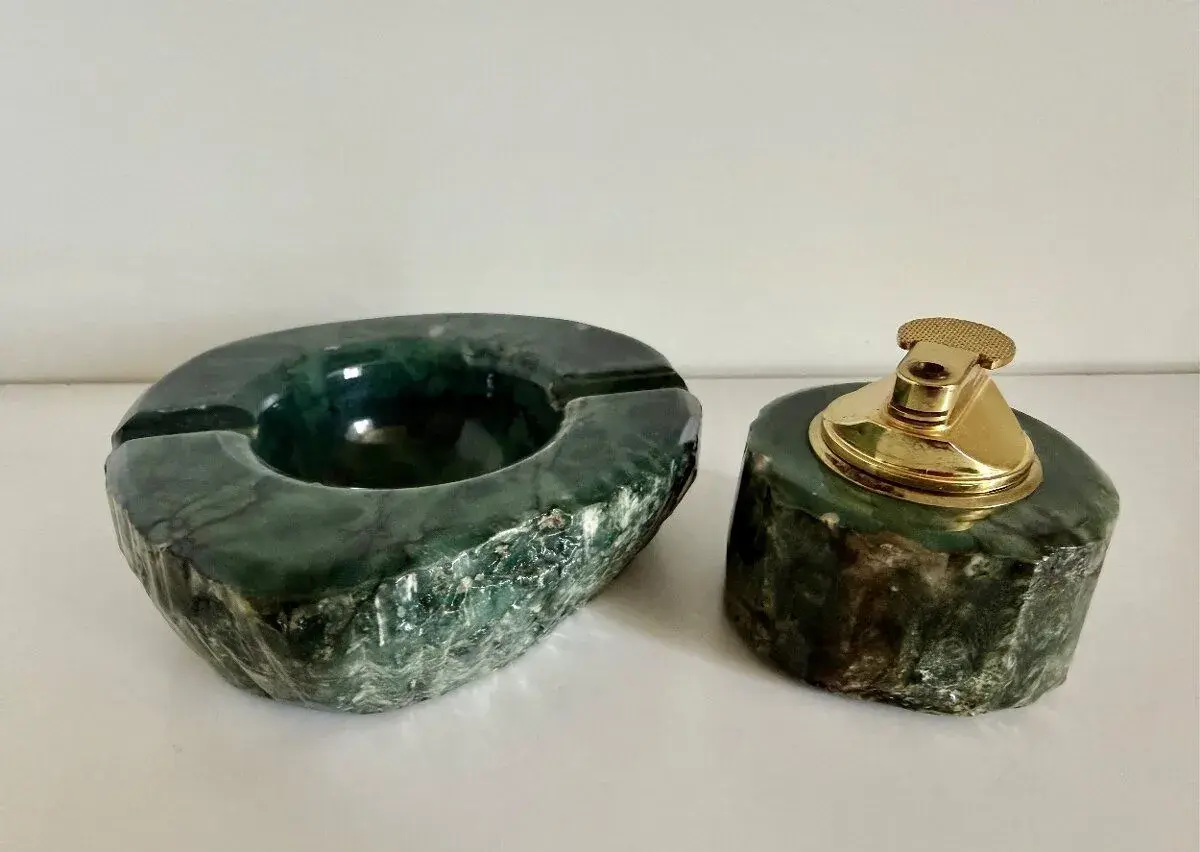 Designový set Romano Bianchi – zelený alabastr (Brutalismus)