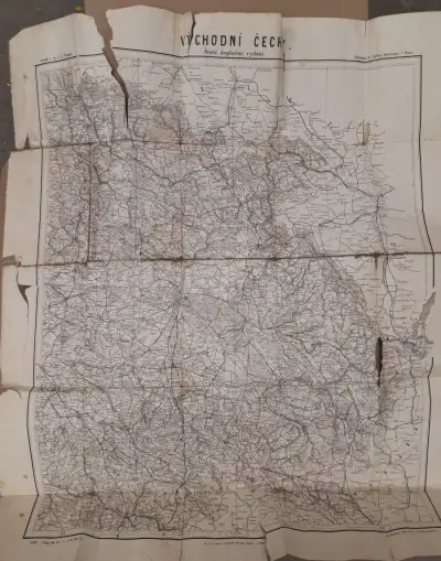 Mapa východních Čech Království českého r.v.1897