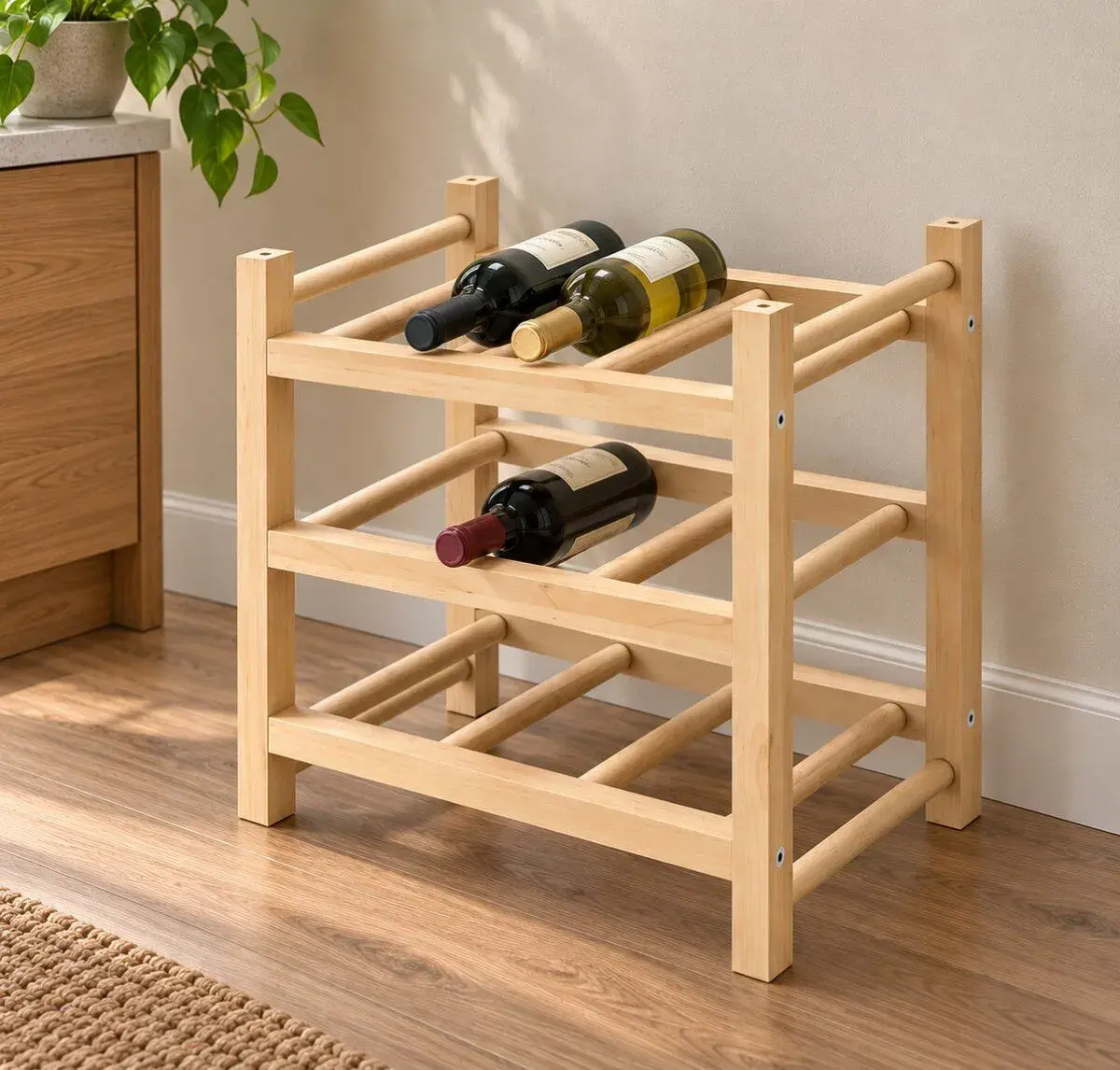 IKEA HUTTEN – dřevěný stojan na 10 lahví vína, nový