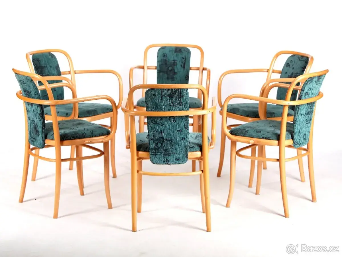 DESIGNOVÉ židle, křesílka TON, A 811 J. Hoffman, 6 kusů.