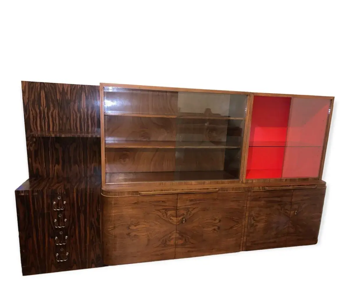 Knihovna sekretář makassar kavkazský ořech art deco vč. DPH