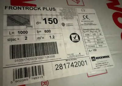 Fasádní vata ROCKWOOL Frontrock Plus 150 mm