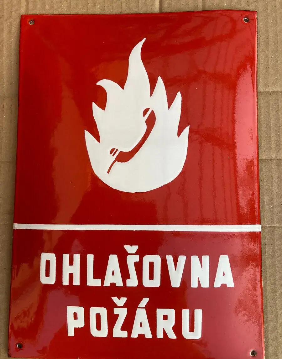 Cedule smaltovaná stará Ohlašovna požáru 500 kč