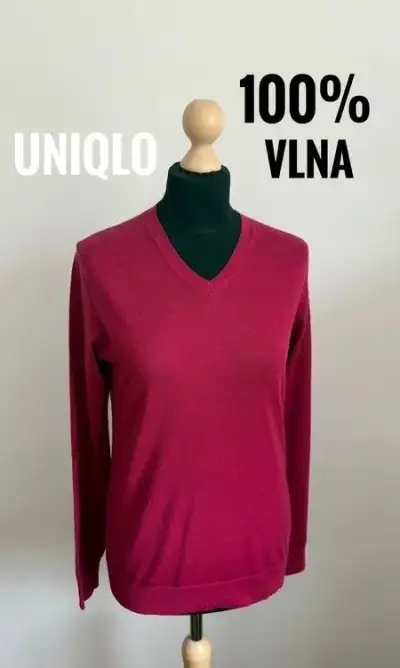 Vlněný svetr Uniqlo vínový
