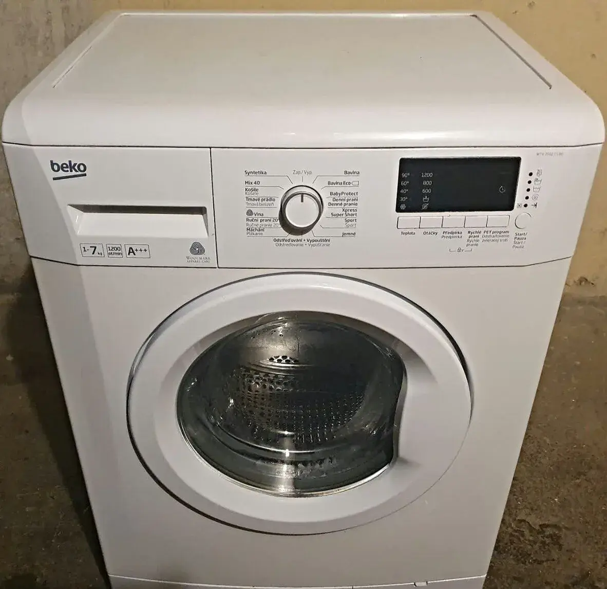 PRACKA BEKO,BOCNI PLNENI,7KG,PLNE FUNKCNI,A+++
