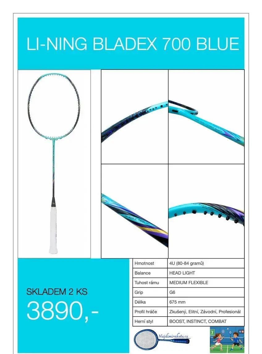 Badmintonová raketa Li-ning Bladex 700 blue
