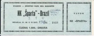 UL000446 Futbalový Lístok Šparta Beli Manastir vs Brazil 198