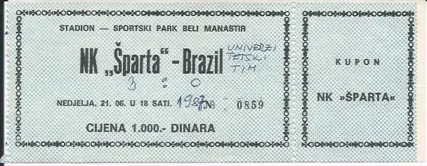 UL000446 Futbalový Lístok Šparta Beli Manastir vs Brazil 198