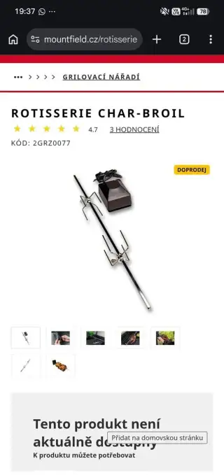 Grilovací jehla s motorem 220