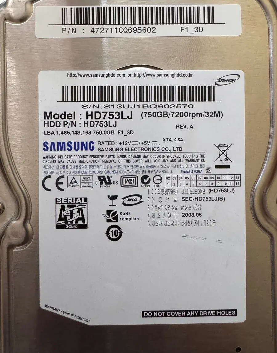 HDD Samsung 750GB HD753LJ