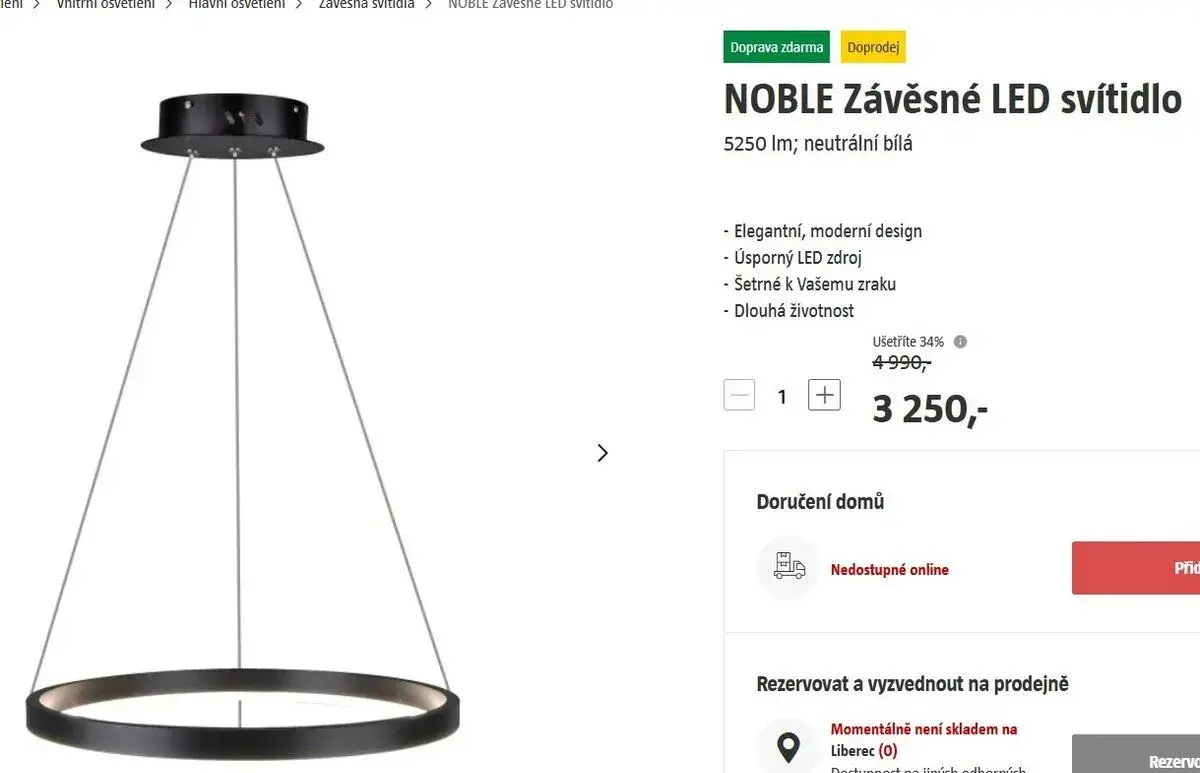 NOBLE Závěsné LED svítidlo PC: 3250,-