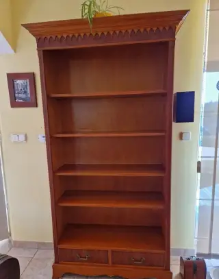 masivní dřevěná knihovna
