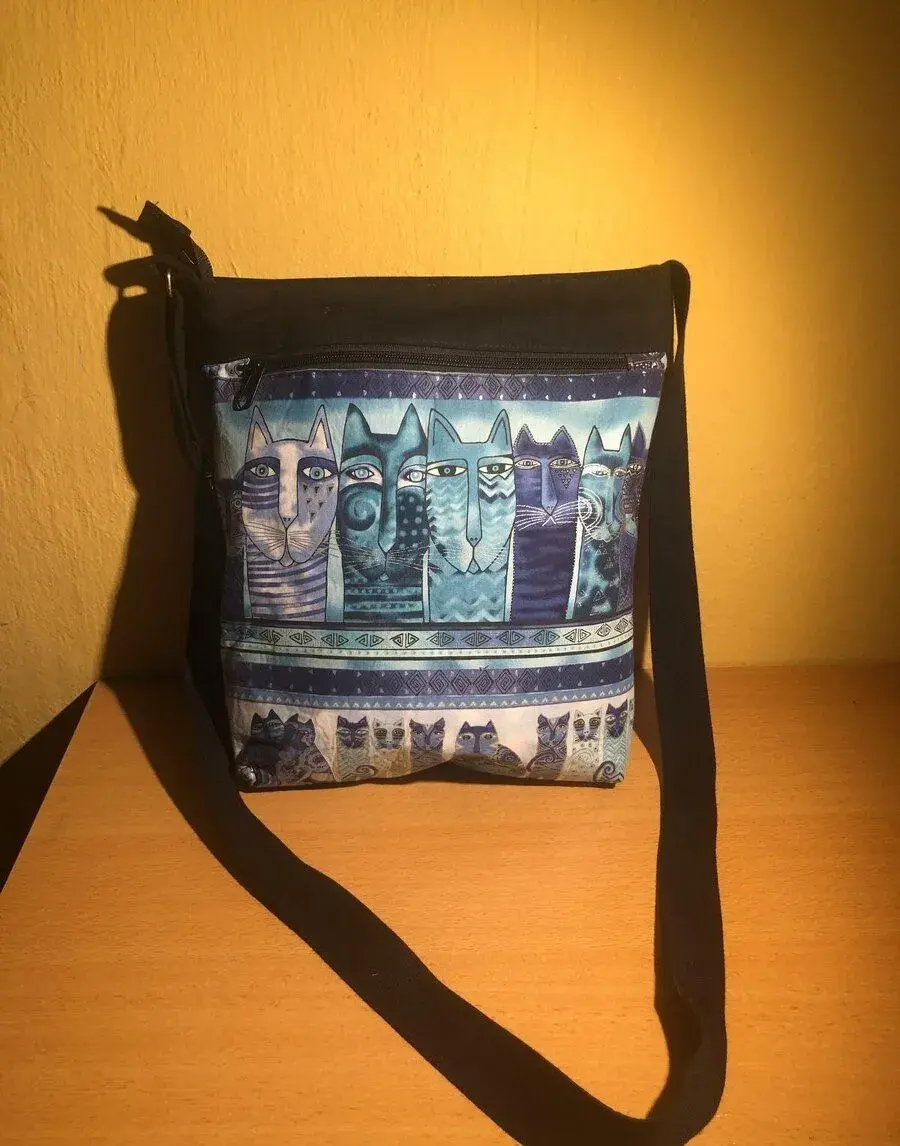 Taška přes rameno, kočičí motiv, nová, zakázková výroba