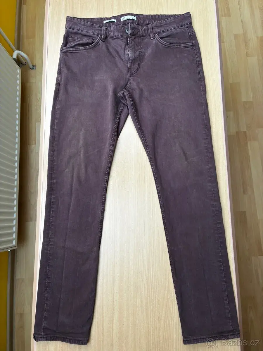 Džíny vínovo/fialové CELIO Straight Fit vel. 44