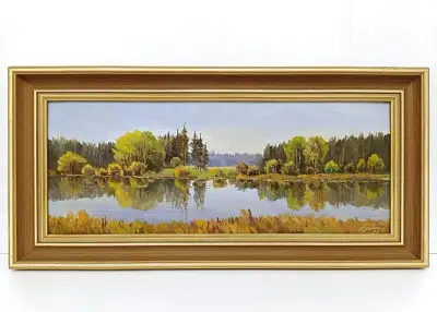obraz František Jašek, Vltava 1988, olej 28x58