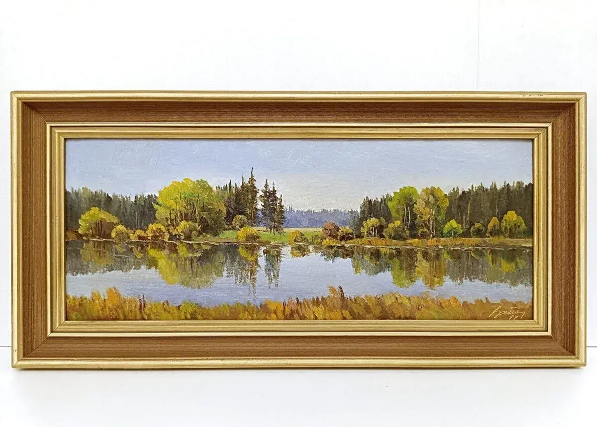obraz František Jašek, Vltava 1988, olej 28x58