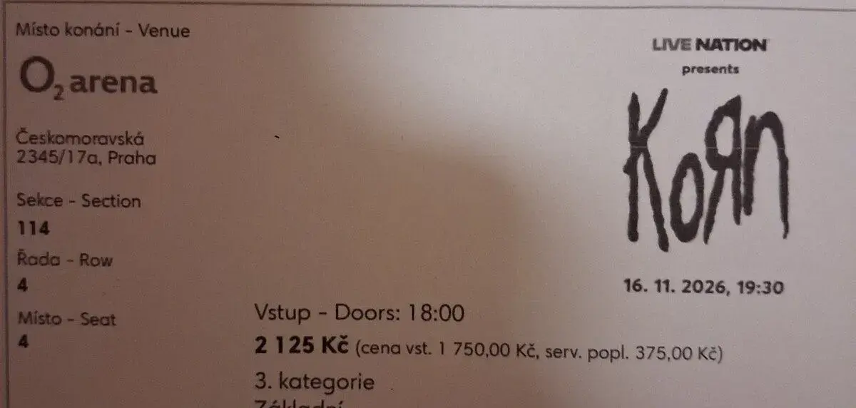 Vstupenku na Korn a Architect