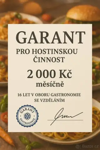 Garant - hostinská činnost 2 000 Kč