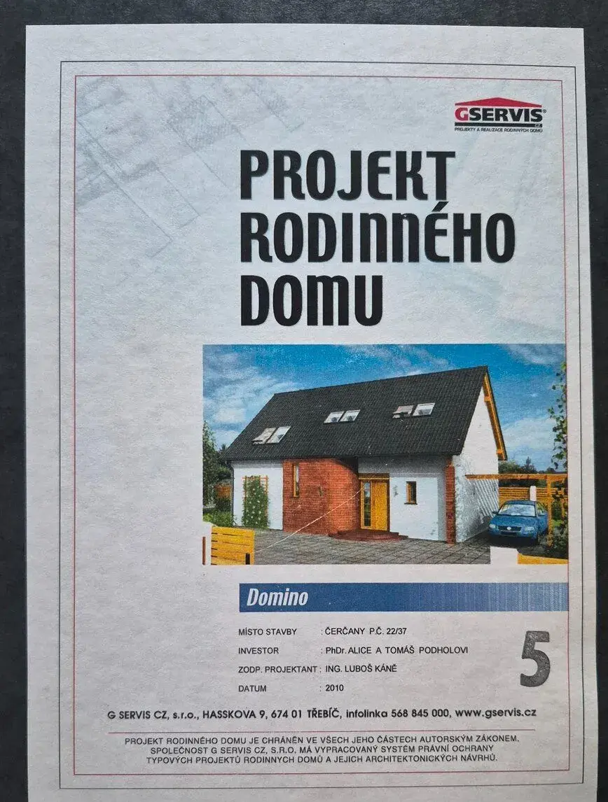 Nepoužitý projekt pro rodinný dům, od Gservis