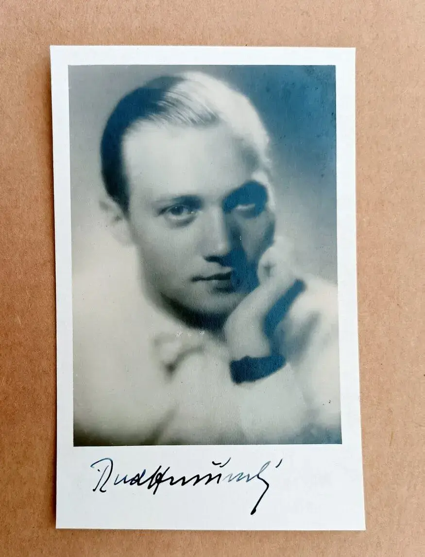 Rudolf Hrušínský – autogram, 30. léta minulého století
