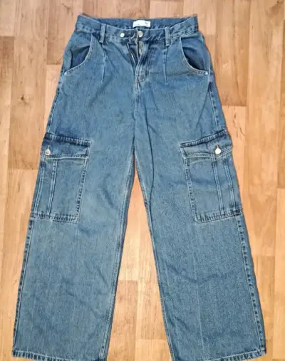 Dívčí džíny rifle kalhoty kapsáče Sinsay Denim velikost 36
