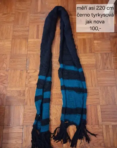 Černo tyrkysová šála
