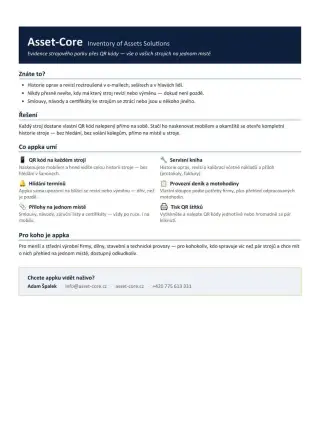 Asset Core - Digitální servisní kniha každého stroje