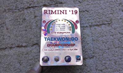 Plaketa měď EITF European 2019 Rimini (Teakwondo) POŠKOZENÁ