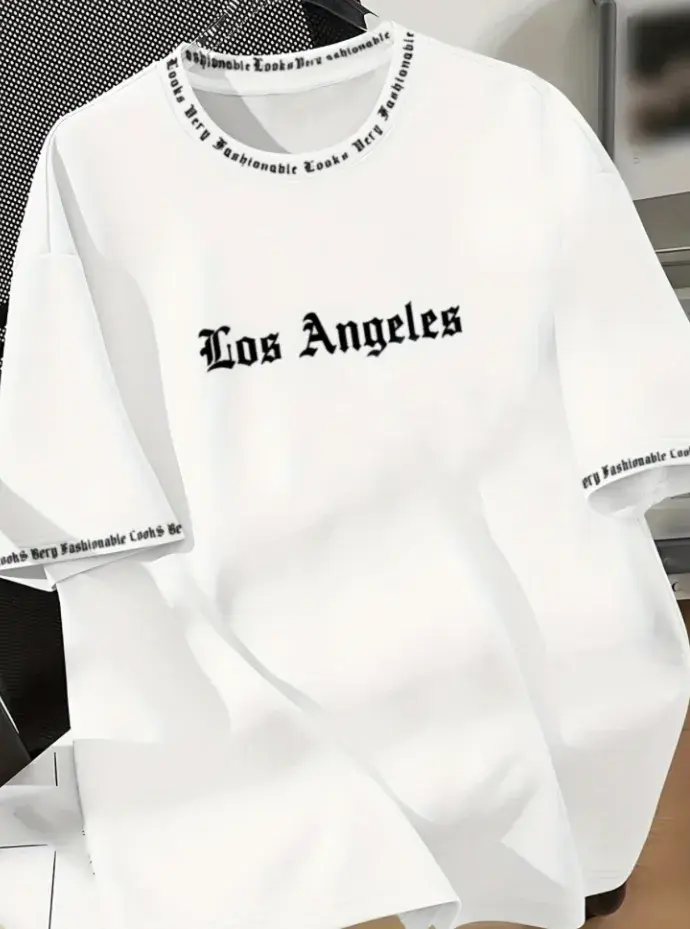 LOS ANGELES BAVLNĚNÉ WHITE PÁNSKÉ STYLOVÉ TRIKO L:L-XL