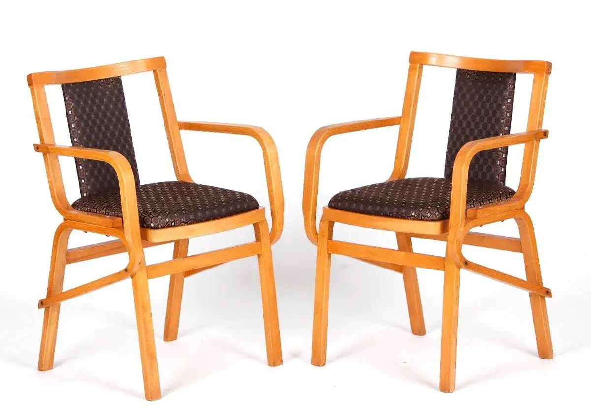 DESIGNOVÉ retro židle TON po renovaci, 2 kusy.