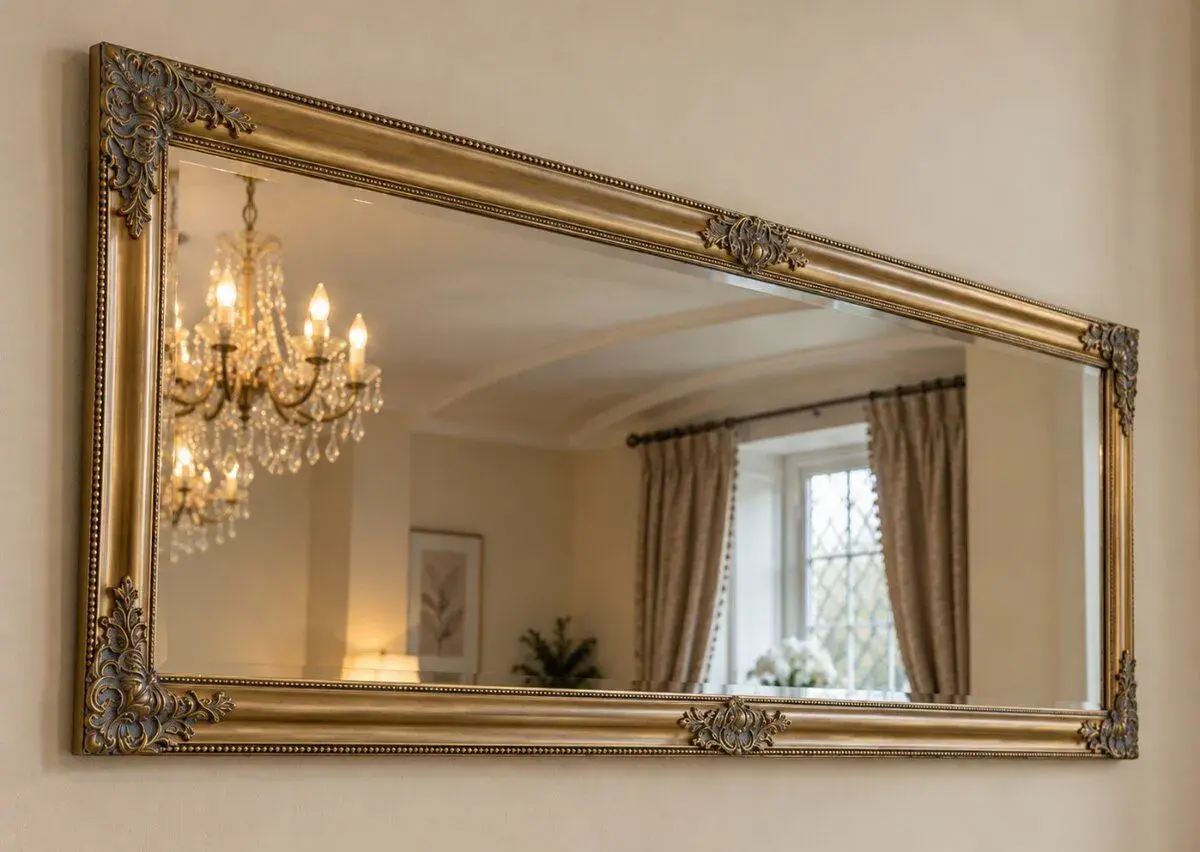 2 VELKÁ ZLATÁ DESIGNOVÁ ZRCADLA – 72 × 162 cm