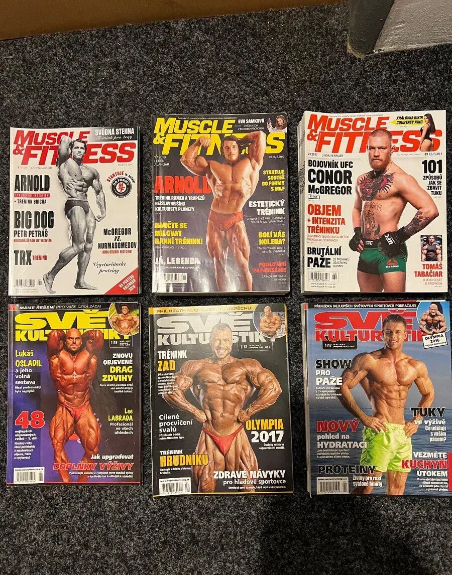 Časopisy Muscle &Fitness a Svět kulturistiky