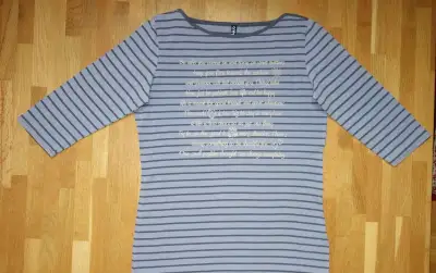 Dámské modré proužkované tričko 3/4 rukáv vel. M