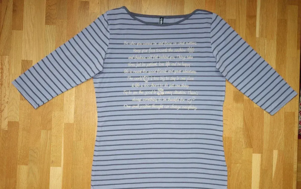 Dámské modré proužkované tričko 3/4 rukáv vel. M
