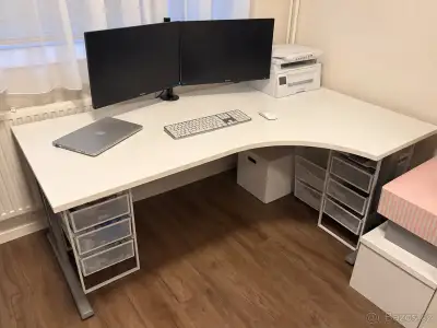 Psací stůl FLEXUS Pravý, 1800x1200 mm, bílá (AJ PRODUKTY)