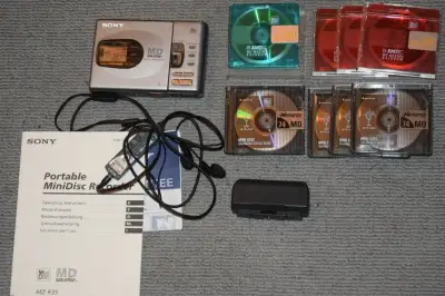 MD minidisc SONY MZ-R35, DO, sluch,manual, adapter baterie