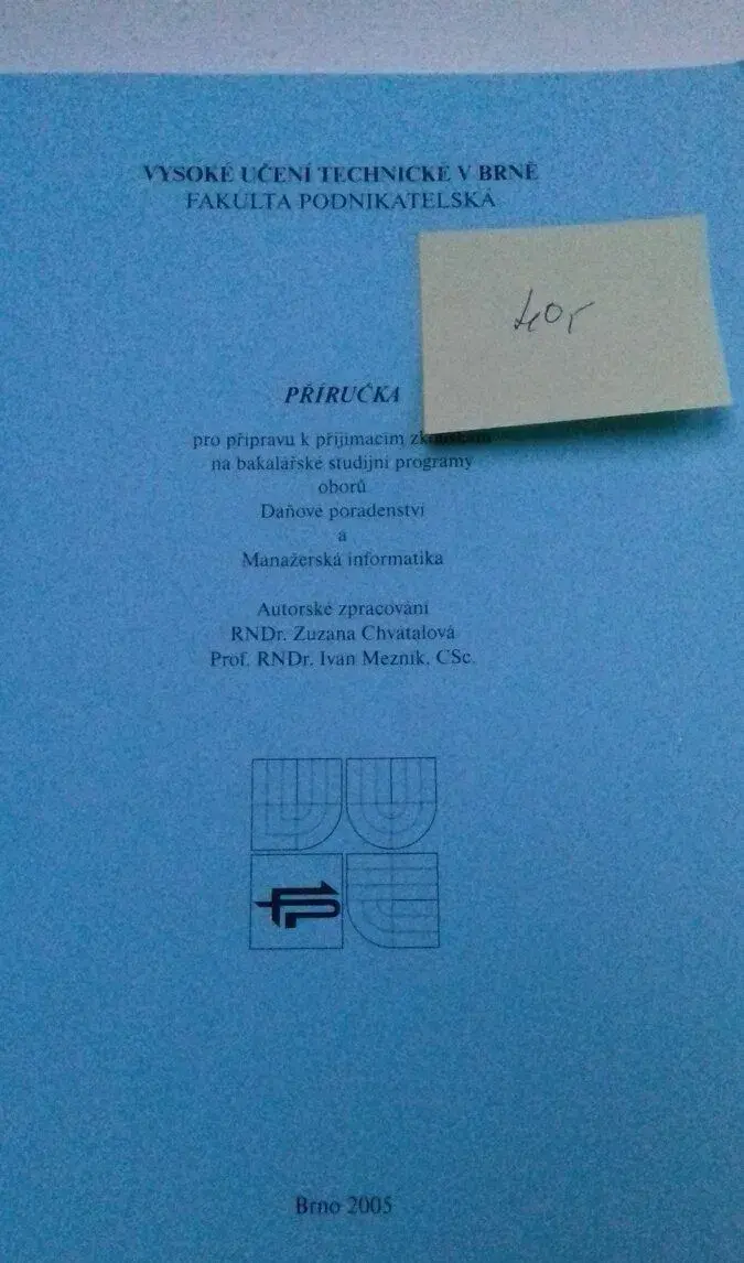 Příručka na přijímačky - fakulta podnikatelská