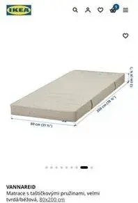 Ikea-VANNAREID-80x200 cm 2x nová matrace