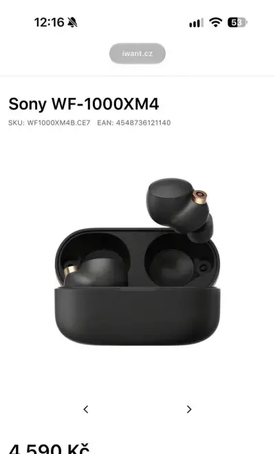 Bezdrátová sluchátka Sony WF-1000XM4