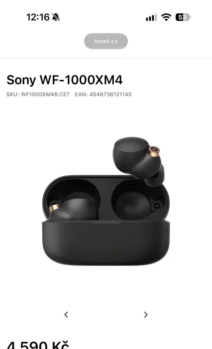 Bezdrátová sluchátka Sony WF-1000XM4
