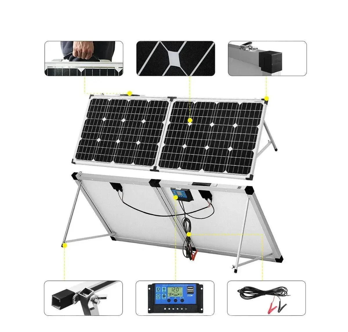 Solární panel včetně regulátoru - skládací 100W