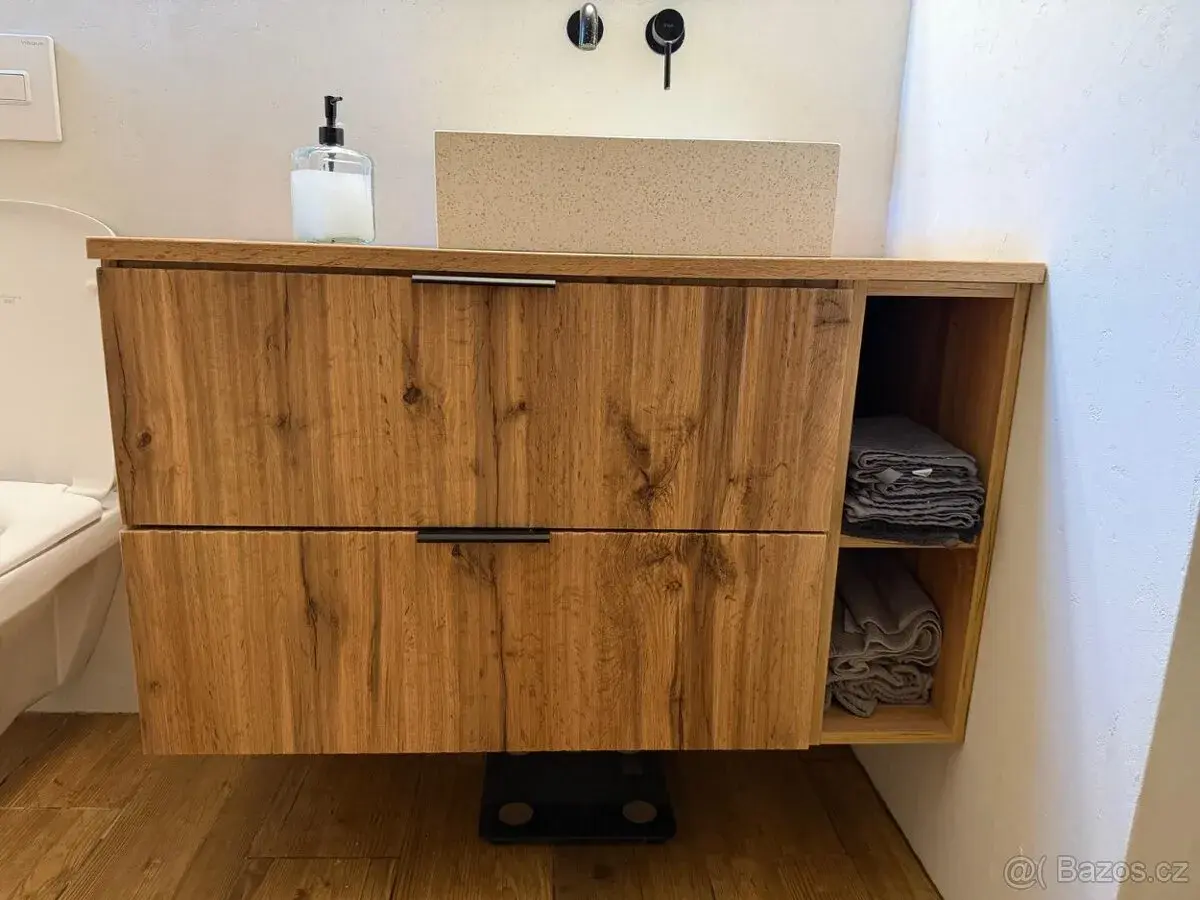 Koupelnová sestava Comad ADEL OAK + terrazzo umyvadlo