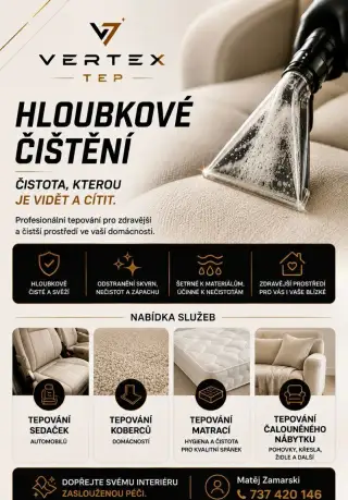 Hloubkové čištění a tepovaní VertexTep