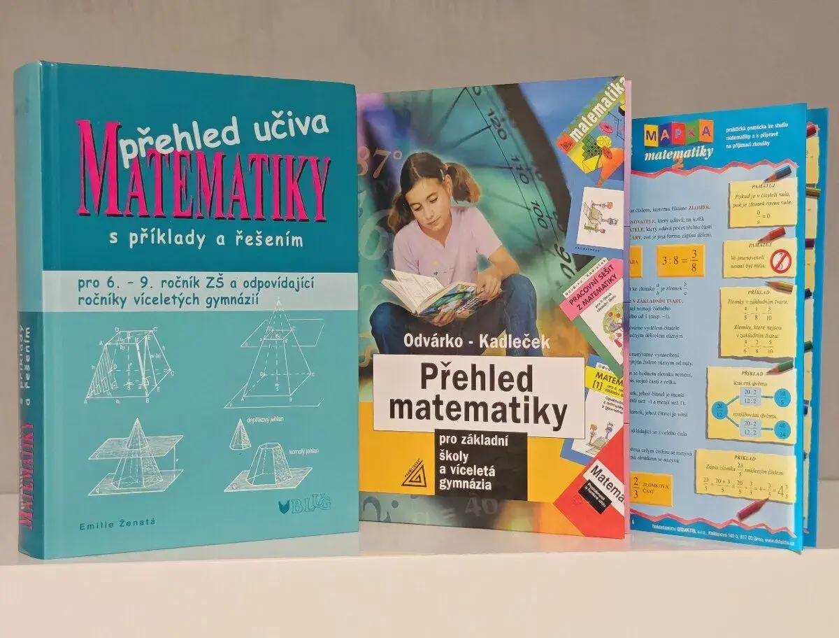 Sada 2 ks učebnic Přehled učiva MATEMATIKY pro ZŠ + tahák
