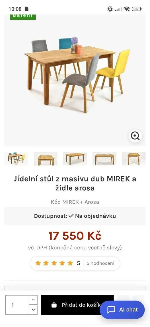 Jídelní stůl masiv DUB 160x90