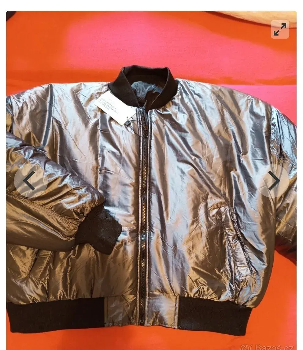 Bunda bomber oboustranná stříbro černá vel M-L,